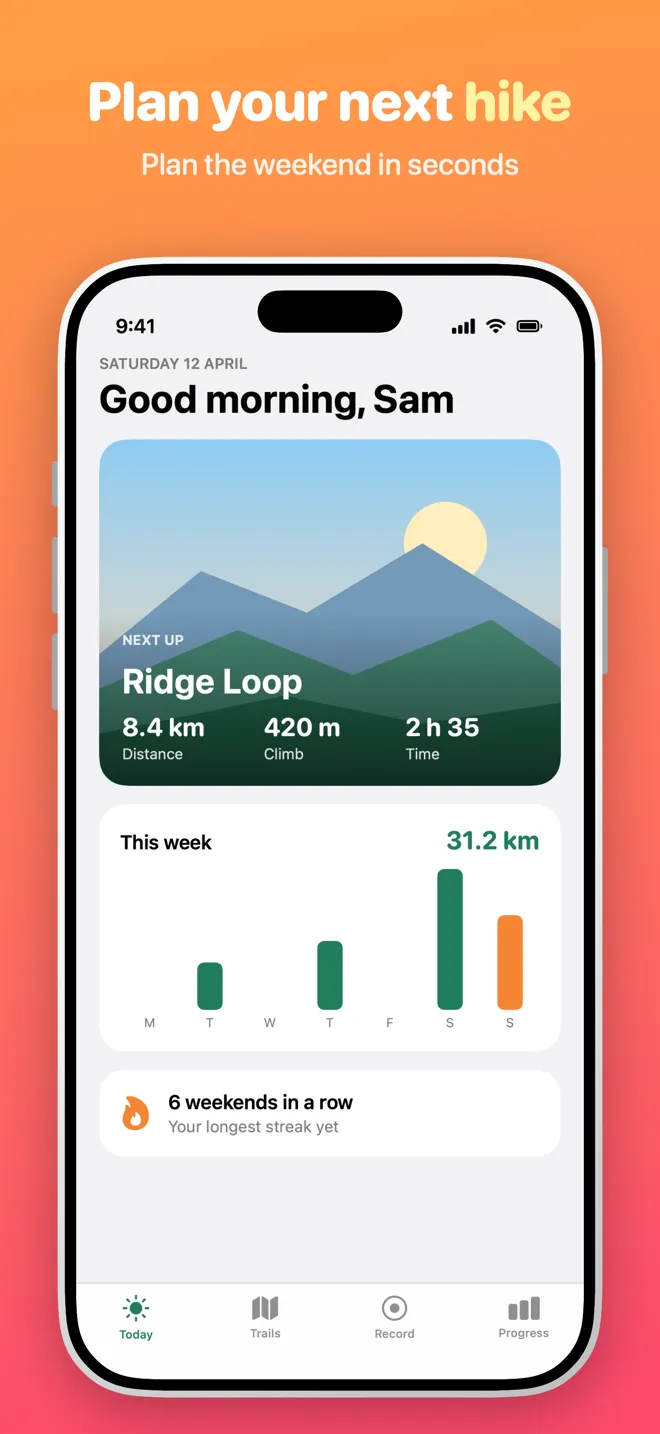 An iPhone App Store screenshot in the Sunrise template.